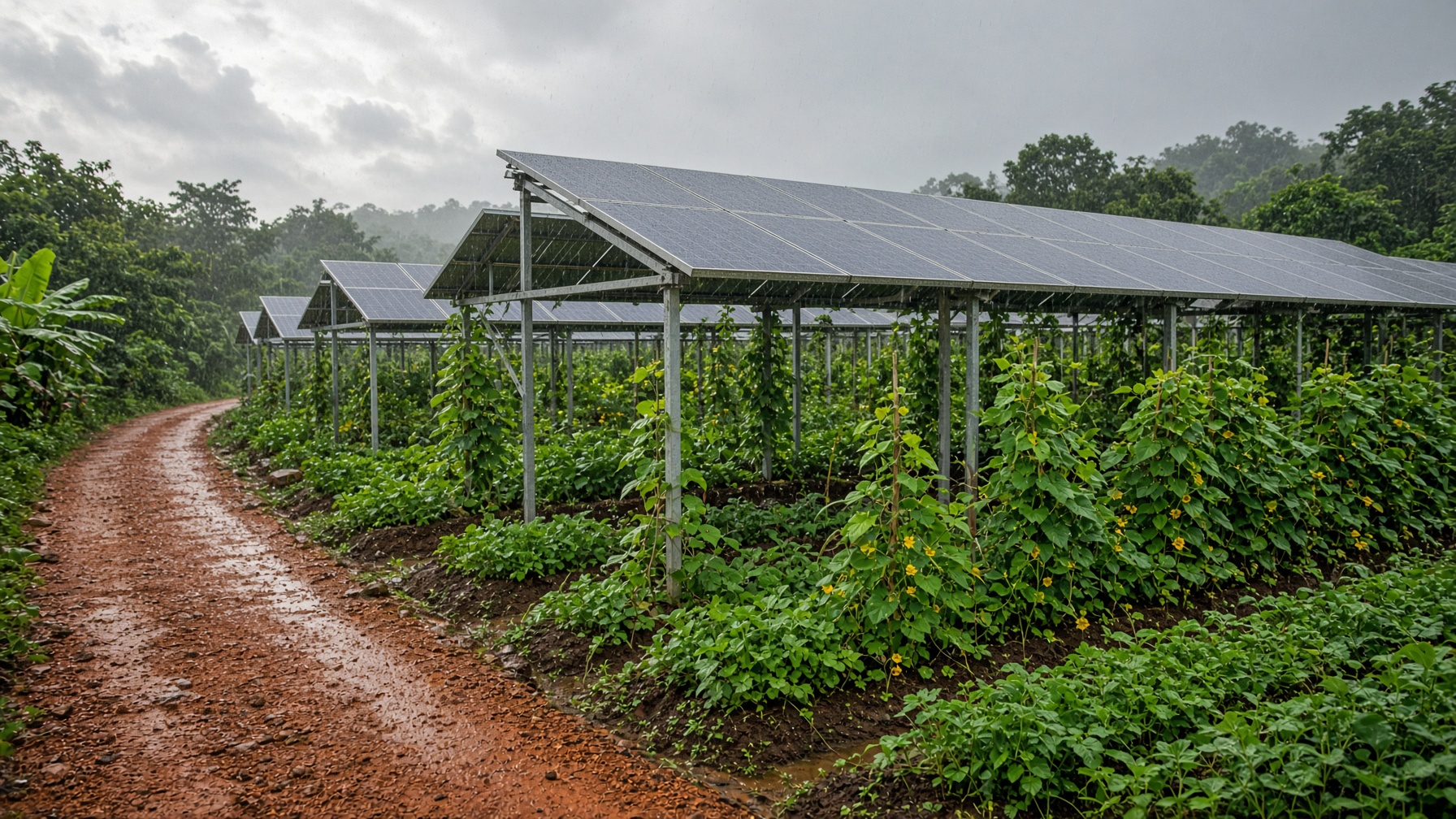 Raised solar tables over spice beds