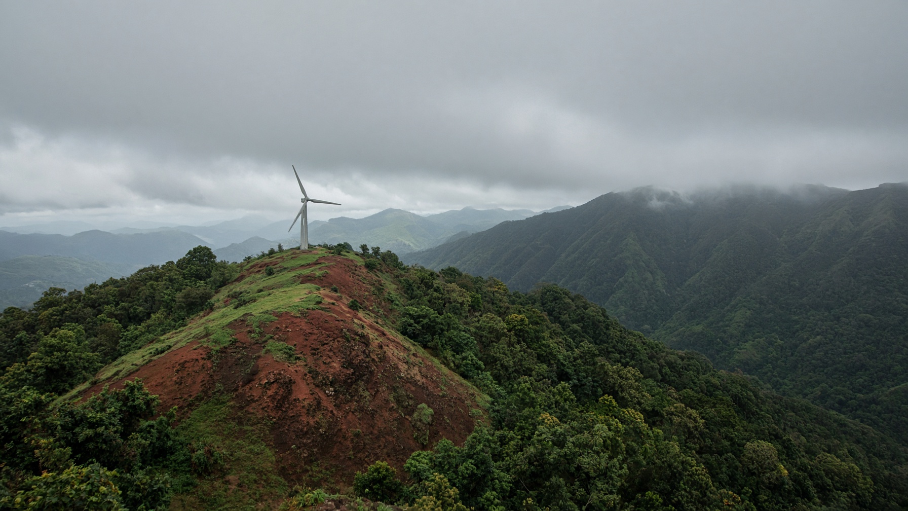 Small wind turbine on a Western Ghats ridge